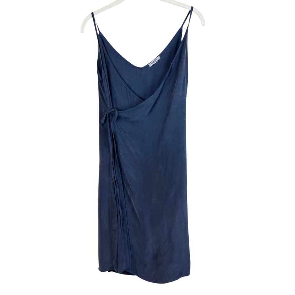 Shon Mott | Navy Blue Silk Wrap Dress, 1